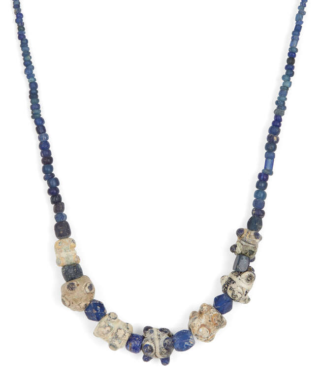 
	
		Two mostly Roman mosaic glass bead necklaces and an eye bead necklace
		1st Century...